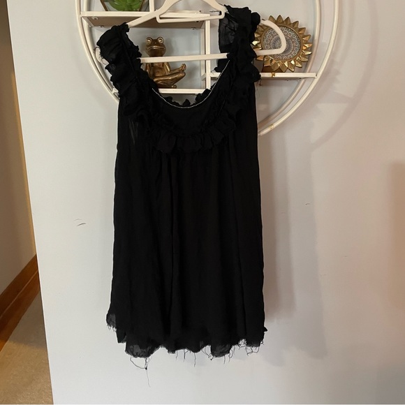 Free People Women's Medium M Black Lined Shirt Dress Raw Hem - Picture 2 of 7